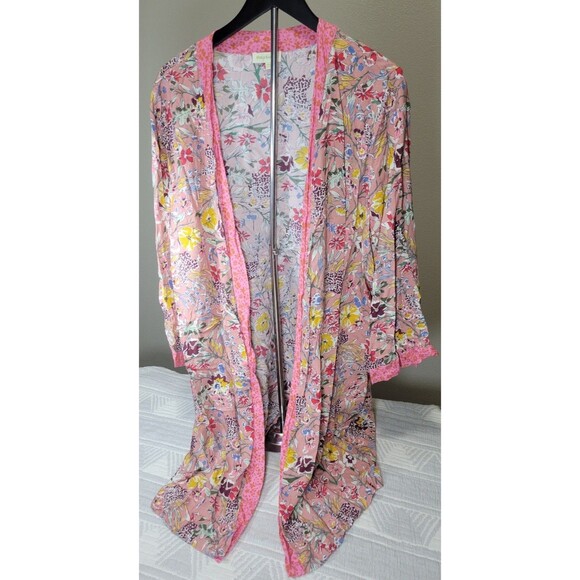 World Market Floral Kimono Robe – One Size Multicolor Boho Print - Picture 1 of 7